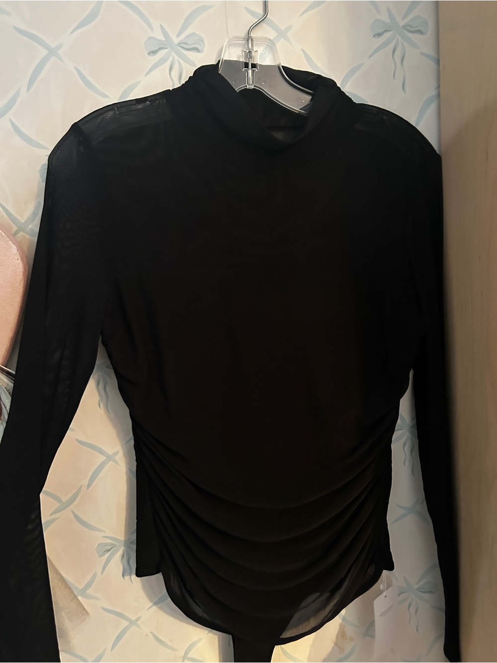 Reoria Sheer High Neck Bodysuit- Large - Black